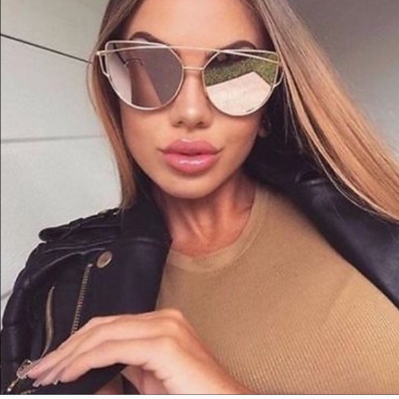 Rose Gold Cat Eye Sunglasses - Picture 5 of 8